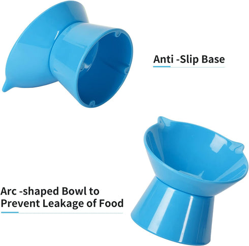 Detachable Elevated Cat Bowls, 15° Tilted Raised Anti-Vomiting Dishes, Adjustable for Adult Kittens