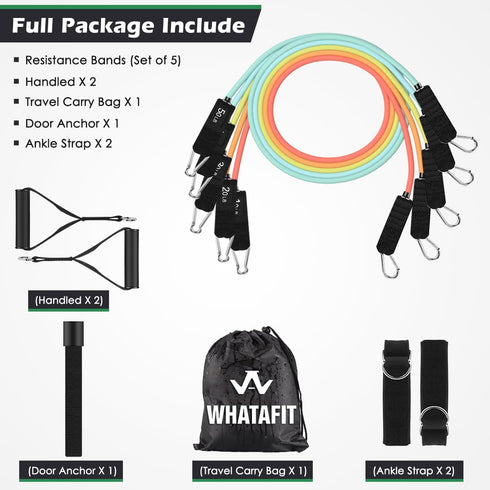 WHATAFIT Exercise Bands Resistance Bands for Working Out, Work Out Bands with Handles for Men and Women Fitness