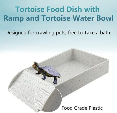 GSYUWIH 5 Set,Gray Pcs Tortoise Water Dish Tortoise Water Dish with Ramp and Turtle Water Bowl,Turtle Feeder Ball,Scrub