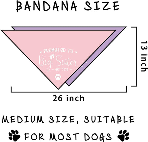 Luptiteuy 2 Pack 2026 Promoted to Big Sister Dog Bandana Pregnancy Announcement Gender Reveal Dog Outfit Baby