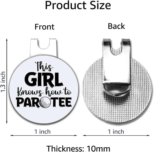 This Girl Knows How to Par Tee Golf Ball Marker with Magnetic Hat Clip, Funny Golf Accessories and Golf Gifts for Women Her Wife Daughter, Birthday for Golfer Golf Lovers