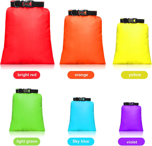 Waterproof Dry Bag Set, 15L+8L+5L+4L+3L+2L Lightweight Sacks with Long Adjustable Shoulder Strap for Kayaking, Rafting,
