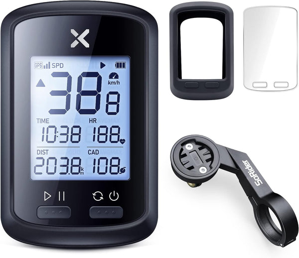 XOSS G+ GPS Bike Computer with Mount, Wireless Bluetooth Cycling Speedometer, Multifunctional Odometer, IPX7 Waterproof