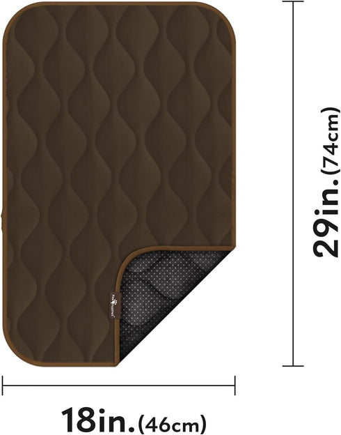 Paw Inspired Washable Padded Crate Mats for Dogs, 29” x 18” Pad, Leakproof Waterproof Bottom, Plush Pet Beds (Dark
