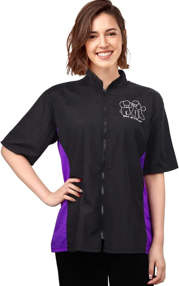 Noverlife Pet Grooming Workwear - M Size Anti-Static Lightweight Hair Repellent Shirt for Grooming