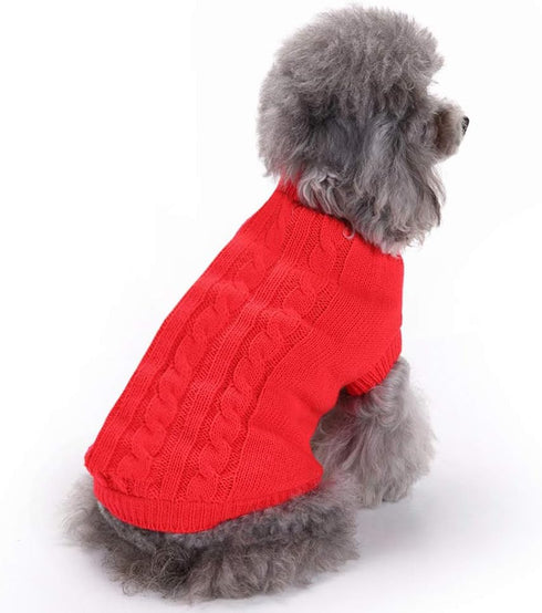 Dog Sweater, Warm Pet Sweaters for Small to Large Dogs - Cute Knitted Classic Sweater for Girls & Boys, XXX-Large, Red