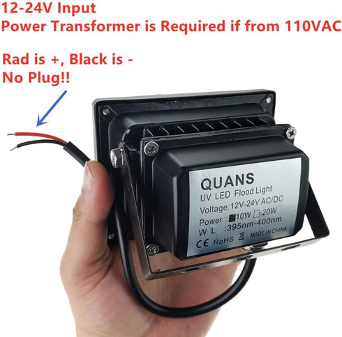 10W 12V DC AC UV High Power LED Light for Curing Glue, Blacklight Fishing Aquarium