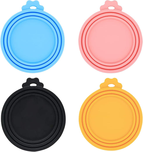 Food Can Covers, 4 Pack Universal BPA Free Silicone Lids for Dog Cat Food, Fits Standard Size Cans