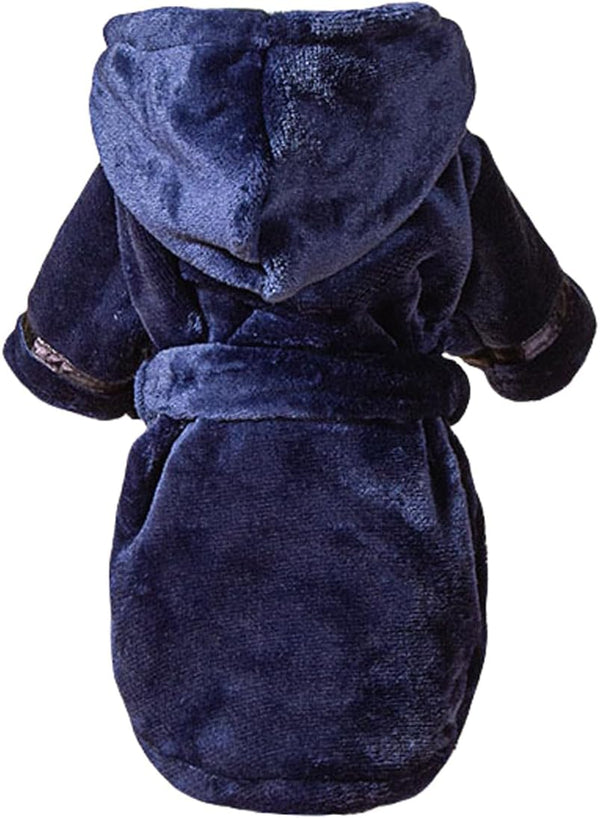 QHKFTW Luxury Small Dog Bathrobe - Soft Flannel Pajamas, Quick Drying Hooded Bath
