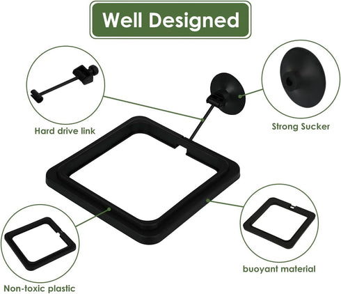 DS. DISTINCTIVE STYLE Fish Feeding Ring 2 Pieces Floating Rings with Suction Cup for Aquarium and Tank Feeding
