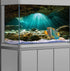 36X18 Inches Fish Tank Background, Sunshine Ocean Floor Decor, Durable Polyester with 8 EVA Double-Sided Tapes