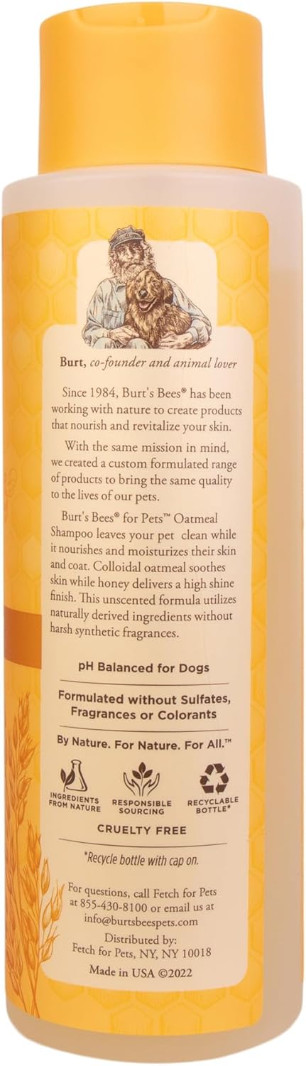 Burt's Bees Oatmeal Dog Shampoo - Moisturizing & Nourishing with Colloidal Oat Flour & Honey, 16 Oz - 2 Pack