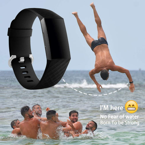 Hamile Bands for Fitbit Charge 4 / Charge 3 / Charge 3 SE, Waterproof Replacement Fitness Sport Band, Large, Black