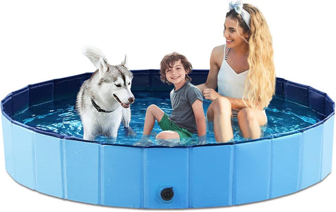 Jasonwell Foldable Dog Pool Collapsible Hard Plastic Dog Swimming Pool Portable Kiddie