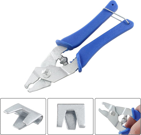 300 Pcs Silver Wire Cage Clips with 1 Pcs Blue Wire Buckle Clips Pliers for Chicken Pet Dog Cat Cage Building