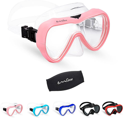 OMGear Snorkeling Gear Diving Mask for Kids & Adults, Silicone Goggles with Nose Cover for Scuba & Spearfishing