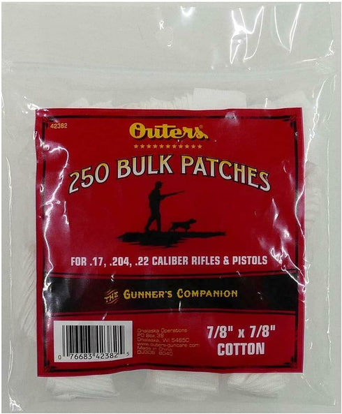 OUTERS .17-.22 Caliber 42382 Cotton Cleaning Patches 250 Count