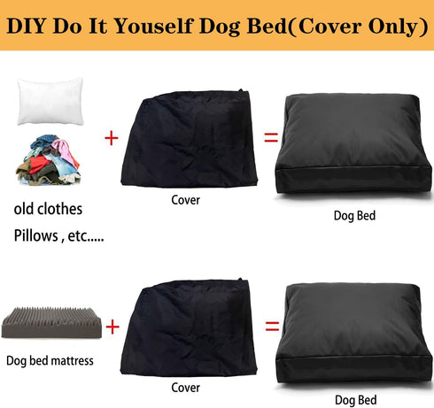 Replacement Dog Bed Cover, Heavy Duty Waterproof Removable 30" L x 20" W x 4" H Reusable Dog Bed Covers with Zipper -