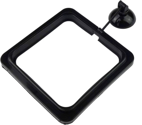 4 Pack Aquarium Fish Feeding Ring, Floating Food Feeder with Suction Cup, Square Shape, Black