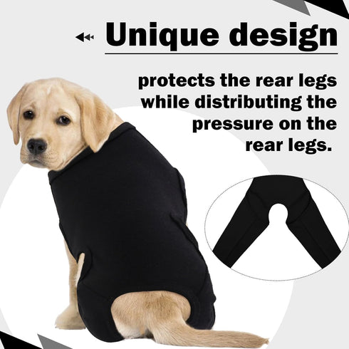 ROZKITCH Dog Surgery Recovery Sleeve for Rear Right Left Leg, Wound Elbow Brace Protector, Black 2XL