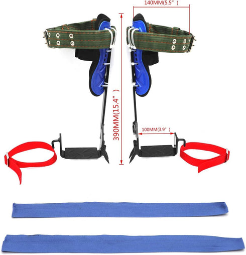 XKMT Upgraded Tree Climbing Spike Set with Safety Adjustable Belt Lanyard and Rope Rescue Gear, Blue