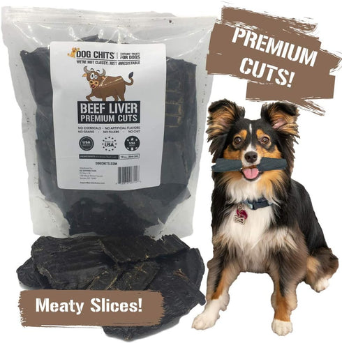 Dog Chits Beef Liver-Premium Cuts | Dog and Puppy Chews | Made in USA, Grass Fed Beef | All-Natural Quality Treats