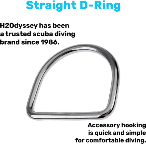 Straight D Ring, Stainless Steel for Scuba Gear, Metal Weight Belt Holder