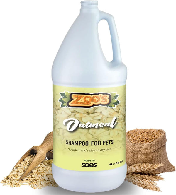 Zoo’s Pet Oatmeal Dog Shampoo for Cats and Pets, Moisturizes Skin, Relieves Dry Itchy Skin, 4L / 1.32 gal
