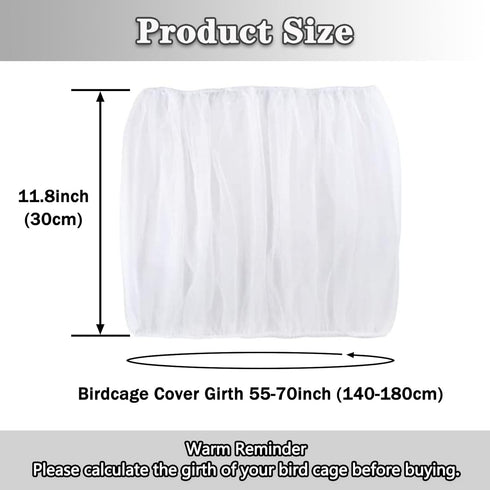 Adjustable Bird Cage Seed Catcher, Net Cover for Parrot, Parakeet, Macaw Cages, White Skirt Guard