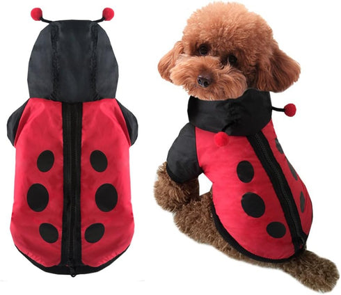 FLAdorepet Halloween Dog Ladybug Costume, Funny Winter Warm Jacket for Small Medium Dogs