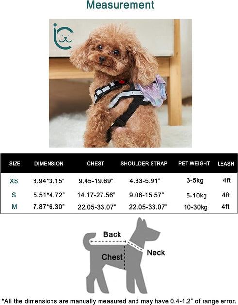 Dog Backpack Harness with Leash | Adjustable Dog Pack with Reflective Strips for Night Safe Outdoor Travel | Small