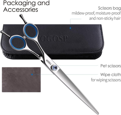 Straight Left Handed Dog Grooming Scissors 8.0'' Long, Large Dog Shears for Grooming Poodle