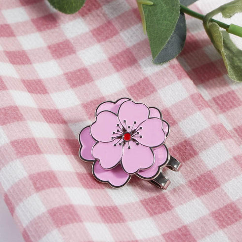 Golf Hat Clip Peach Blossom Ball Markers, Magnetic Hat Marker for Professional Golf