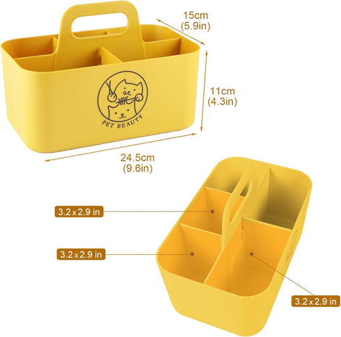 Dog Storage Organizer for Grooming Supplies,Portable Caddy Organizer for Pet Stuff,Divided Storage Bin for Dog Cat