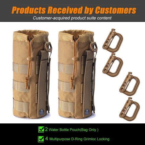 Upgraded Tactical Drawstring Molle Water Bottle Holder, Tactical Pouches