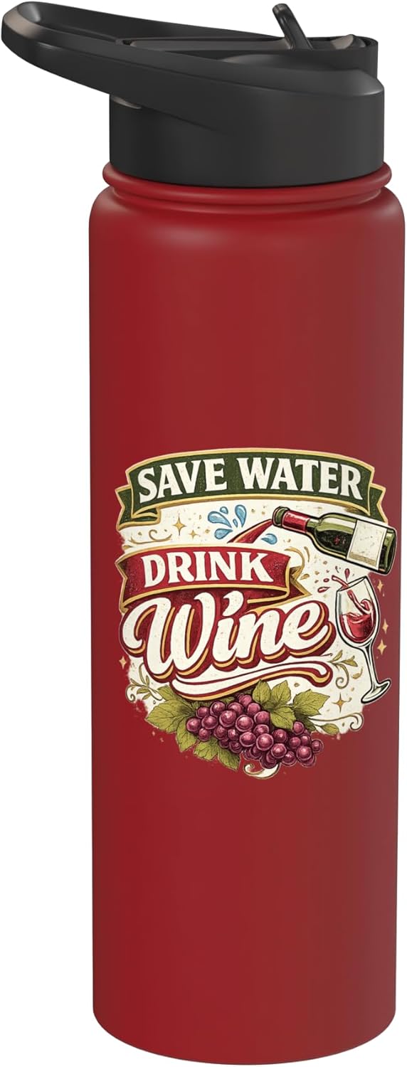 Wine Lovers Humor Co. Save Water Drink Wine Funny Vino Lover Humor Design Stainless Steel Insulated