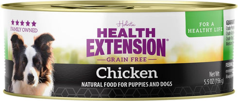 Health Extension Wet Dog Food, Chicken Recipe, Gluten and Grain-Free, Canned for Puppies, 5.5 Oz (Pack of 24)