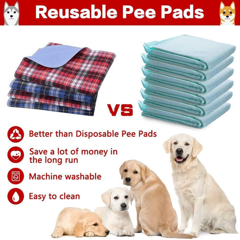 36"x41" KOOLTAIL Washable Pee Pads for Dogs - Waterproof & Non-Slip Plaid Puppy Potty Training Pads, Reusable Whelping