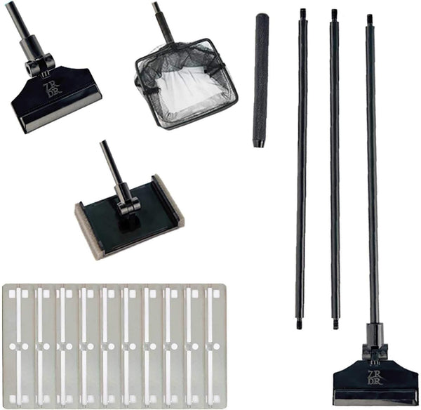 ZRDR Stainless Steel Algae Scraper, Aquarium Cleaning Tool for Glass Tanks, Adjustable Length, Durable