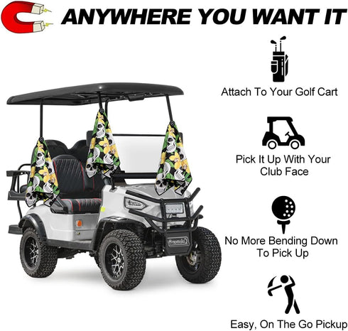 Magnetic Golf Towel with Clip - Microfiber Waffle Design for Strong Hold to Golf Bags, Carts & Clubs
