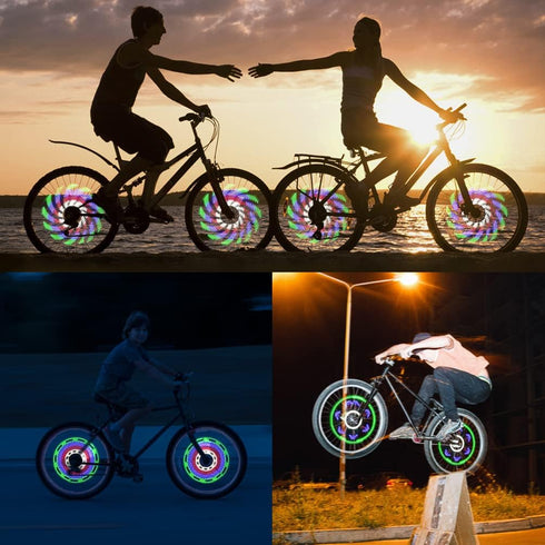 LED Bike Wheel Lights with 30x RGBW Patterns, Batteries Included, IPX5 Waterproof Safety Tire Lights