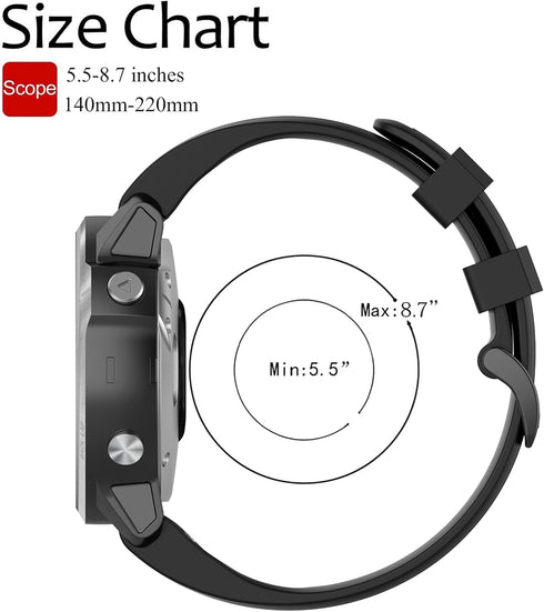 Soft Silicone Replacement Watch Band for Garmin Fenix 6S, Compatible with Fenix 6S Pro/Sapphire/5S Models