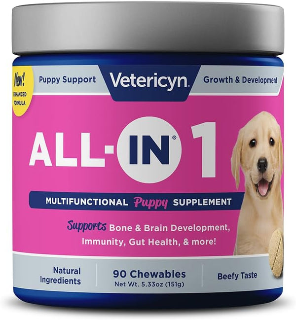Vetericyn ALL-in-1 Puppy Supplement | 90 Count Digestive Enzymes + Antioxidant Immune Support + Vitamins, Minerals,