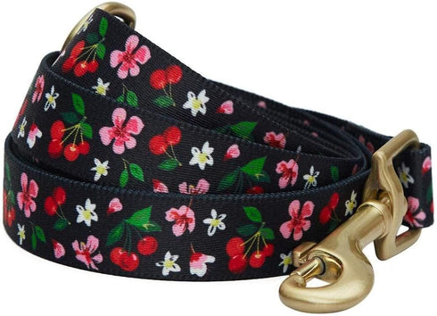 Blueberry Pet 9 Patterns Cherry Garden Black Dog Leash, 5 ft x 5/8", Small