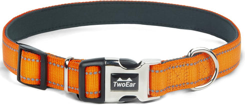 TwoEar Heavy Duty Dog Collar with Metal Buckle, Soft Neoprene Padded Breathable Nylon for Large Dogs
