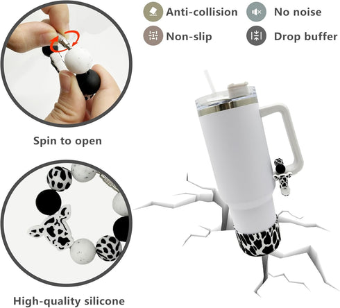 WAFOIRO 30oz&40oz Highland Cow Silicone Boot Tumbler Handle Decor Cow Print Water Bottle Accessories for Stanley