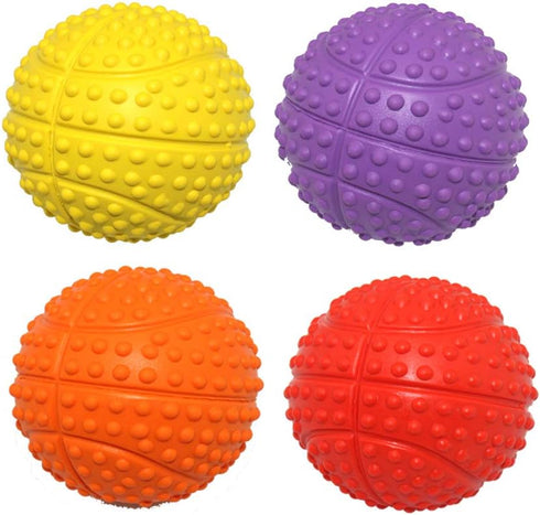 Dog Squeaky Toys, Non-Toxic Rubber Play Balls for Puppy Small Medium Dogs, Interactive Chew Toy, Pack of 4