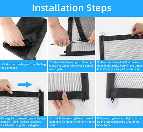 Foldable Mesh Dog Gate, Indoor No Drill Pet Gates, Portable Puppy Guard Isolation Fence for Doorways