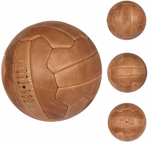 PGS Vintage Soccer Ball Size 5, Antique Leather Football in Light Brown