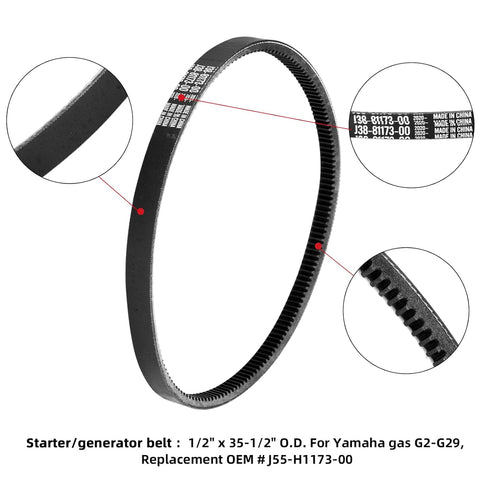 Golf Cart Clutch Drive & Starter Generator Belt Replacement, Compatible with Yamaha G2-G29/Drive 4 Cycle Gas Models